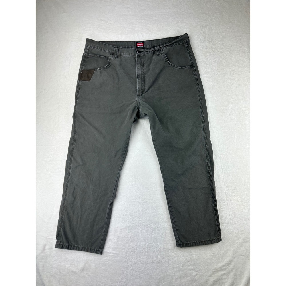 Wrangler Workwear Pants Mens 42x30 Relaxed Grey Cargo Ripstop Cotton Utility
